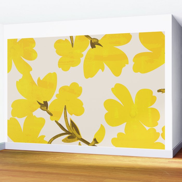 Soft Yellow Flowers Wall Mural Gallery Image 2