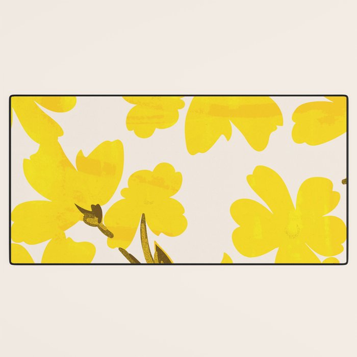 Soft Yellow Flowers Desk Mat Gallery Image 3