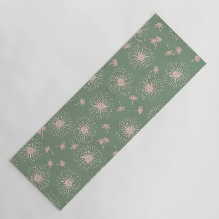 Make A Wish Dandelion Pattern in Sage Green & Peach Yoga Mat Gallery Image 1