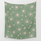 Make A Wish Dandelion Pattern in Sage Green & Peach Wall Tapestry Gallery Image 4