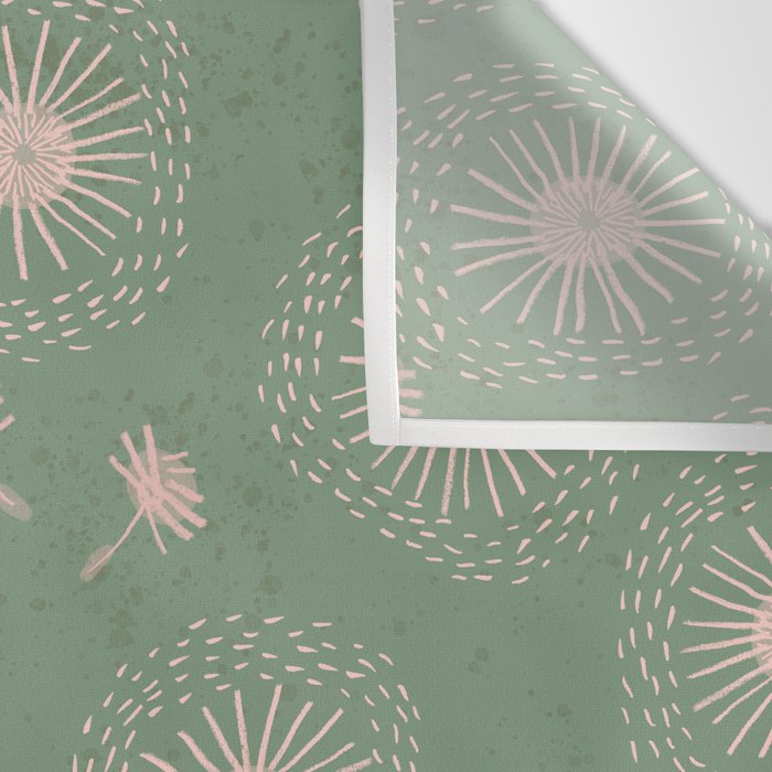 Make A Wish Dandelion Pattern in Sage Green & Peach Wall Tapestry Gallery Image 3