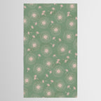 Make A Wish Dandelion Pattern in Sage Green & Peach Tablecloth Gallery Image 2