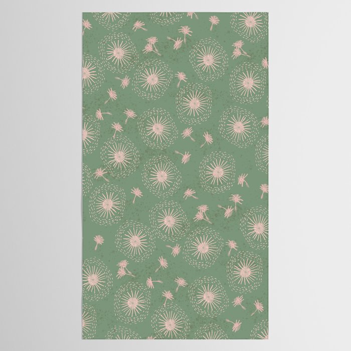 Make A Wish Dandelion Pattern in Sage Green & Peach Tablecloth Gallery Image 2