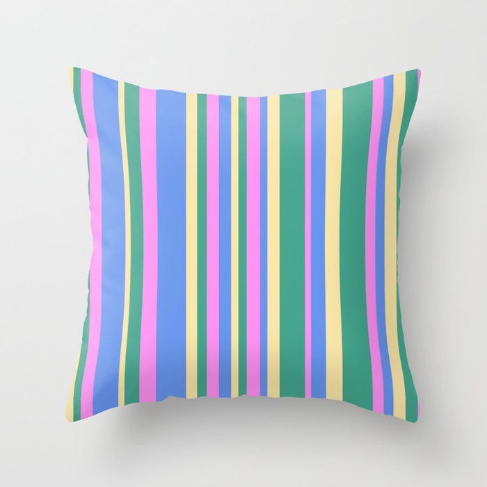 Classic Stripes XV - 90s Pastel Throw Pillow Gallery Image 6