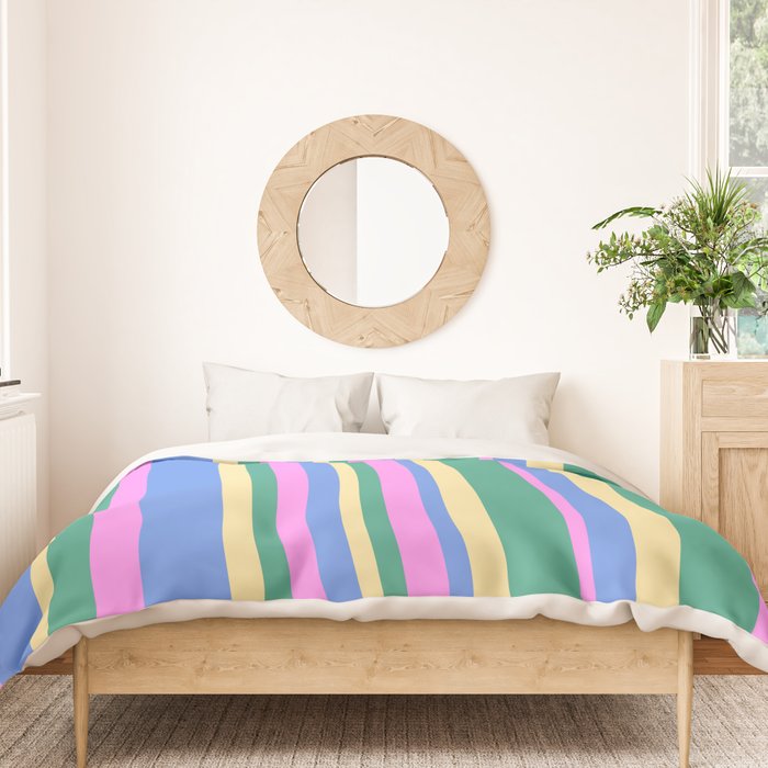Classic Stripes XV - 90s Pastel Duvet Cover Gallery Image 3