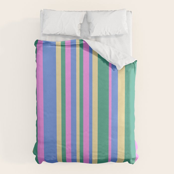 Classic Stripes XV - 90s Pastel Duvet Cover Gallery Image 1