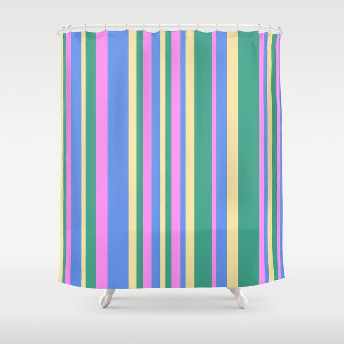Classic Stripes XV - 90s Pastel Shower Curtain Gallery Image 1