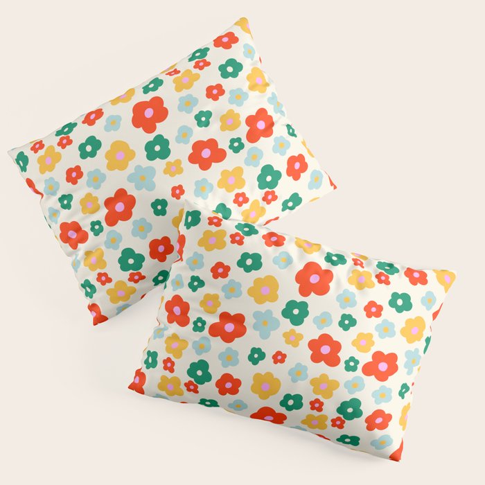 Colorful Ditzy Flowers  Pillow Sham Gallery Image 1