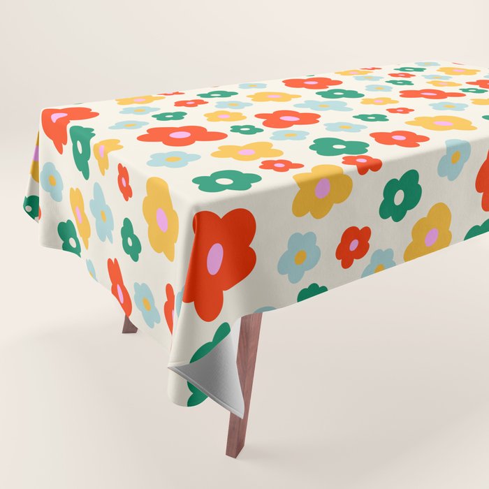 Colorful Ditzy Flowers  Tablecloth Gallery Image 1