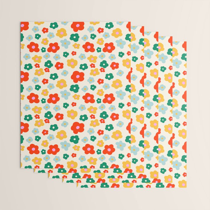 Colorful Ditzy Flowers  Wrapping Paper Gallery Image 3