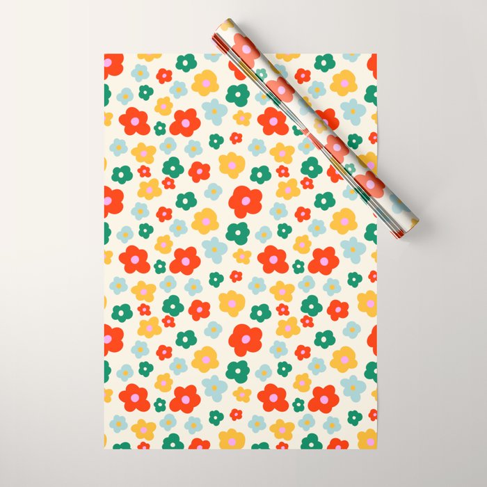Colorful Ditzy Flowers  Wrapping Paper Gallery Image 1