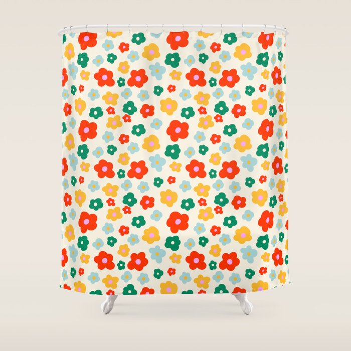 Colorful Ditzy Flowers  Shower Curtain Gallery Image 1