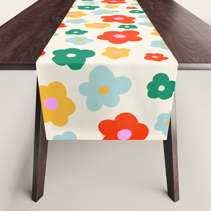 Colorful Ditzy Flowers  Table Runner Gallery Image 1