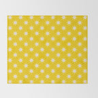 Northern Winter Star Festive Grid Pink White and Bright Yellow Throw Blanket Gallery Image 2