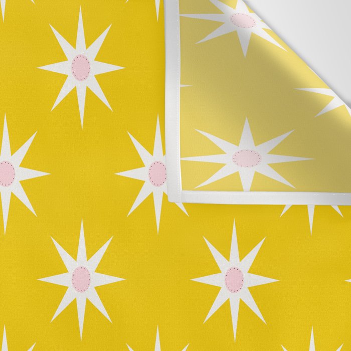 Northern Winter Star Festive Grid Pink White and Bright Yellow Wall Tapestry Gallery Image 3