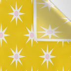 Northern Winter Star Festive Grid Pink White and Bright Yellow Wall Tapestry Gallery Image 3