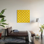 Northern Winter Star Festive Grid Pink White and Bright Yellow Wood Wall Art Gallery Image 2