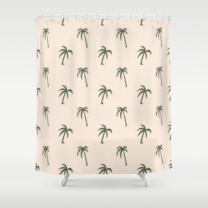 Vintage palm tree beach doodle pattern Shower Curtain Gallery Image 1