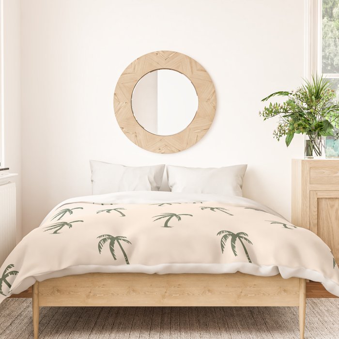 Vintage palm tree beach doodle pattern Duvet Cover Gallery Image 3