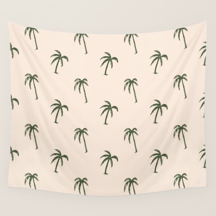 Vintage palm tree beach doodle pattern Wall Tapestry Gallery Image 4