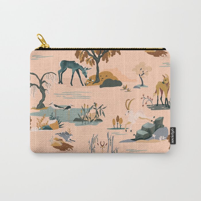 Cute Peach Wildlife Pattern Carry All Pouch Gallery Image 1