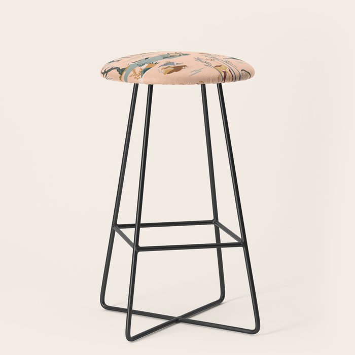 Cute Peach Wildlife Pattern Stool Gallery Image 1