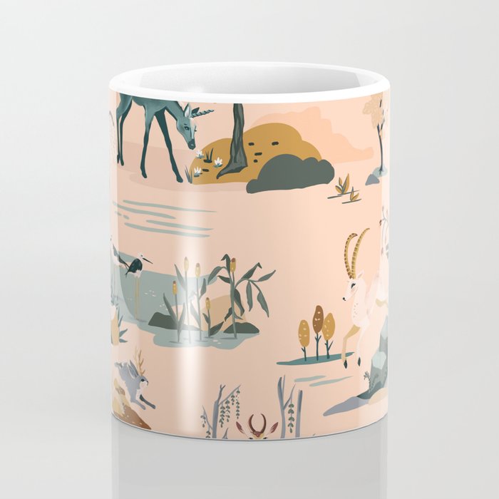 Cute Peach Wildlife Pattern Coffee Mug Gallery Image 4