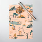Cute Peach Wildlife Pattern Wrapping Paper Gallery Image 1