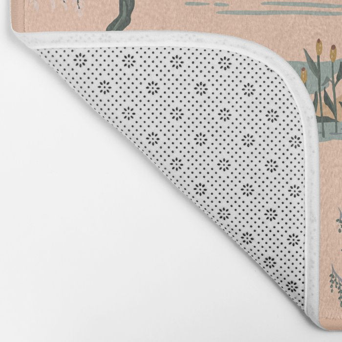Cute Peach Wildlife Pattern Bath Mat Gallery Image 2