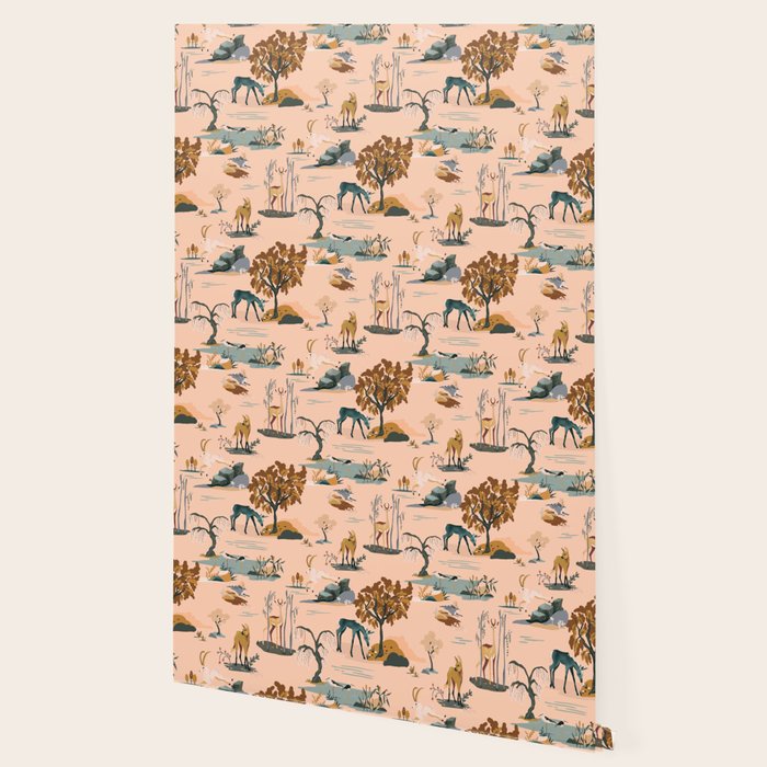 Cute Peach Wildlife Pattern Wallpaper Gallery Image 2