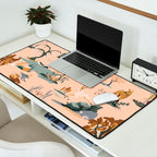 Cute Peach Wildlife Pattern Desk Mat Gallery Image 2