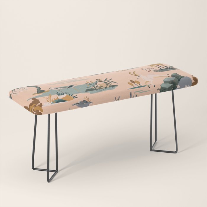 Cute Peach Wildlife Pattern Bench Gallery Image 1