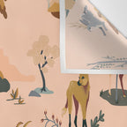 Cute Peach Wildlife Pattern Wall Tapestry Gallery Image 3
