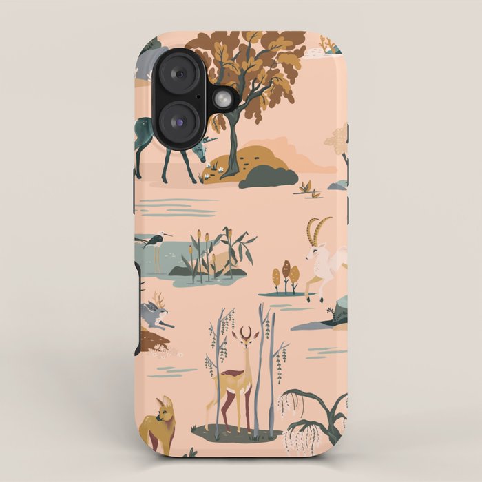 Cute Peach Wildlife Pattern iPhone Case Gallery Image 1