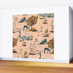Cute Peach Wildlife Pattern Wall Mural Gallery Image 2