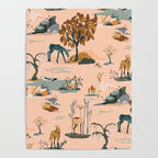 Cute Peach Wildlife Pattern Poster Gallery Image 4