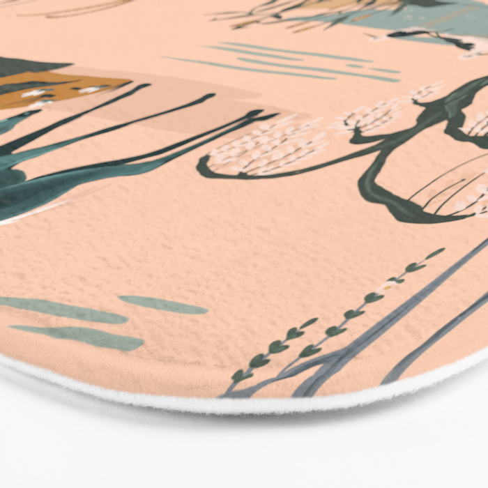 Cute Peach Wildlife Pattern Bath Mat Gallery Image 3