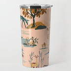 Cute Peach Wildlife Pattern Travel Mug Gallery Image 1