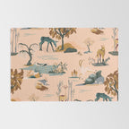Cute Peach Wildlife Pattern Rug Gallery Image 2