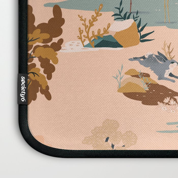 Cute Peach Wildlife Pattern Laptop Sleeve Gallery Image 3
