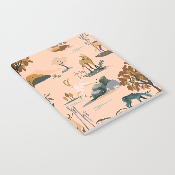 Cute Peach Wildlife Pattern Notebook Gallery Image 2
