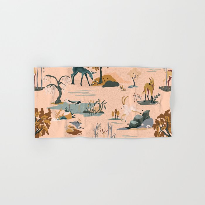 Cute Peach Wildlife Pattern Bath Towel Gallery Image 1