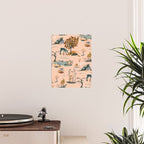 Cute Peach Wildlife Pattern Poster Gallery Image 2