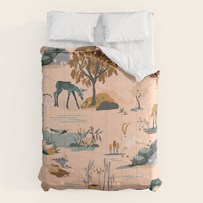 Cute Peach Wildlife Pattern Comforter Gallery Image 6