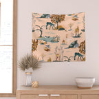Cute Peach Wildlife Pattern Wall Tapestry Gallery Image 2