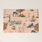 Cute Peach Wildlife Pattern Welcome Mat Gallery Image 1