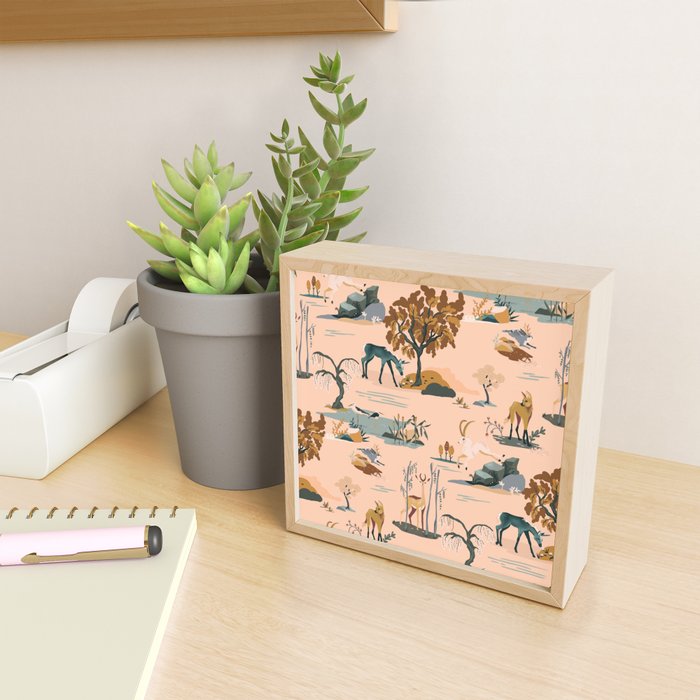 Cute Peach Wildlife Pattern Mini Art Print Gallery Image 2