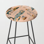 Cute Peach Wildlife Pattern Stool Gallery Image 2