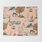 Cute Peach Wildlife Pattern Throw Blanket Gallery Image 2