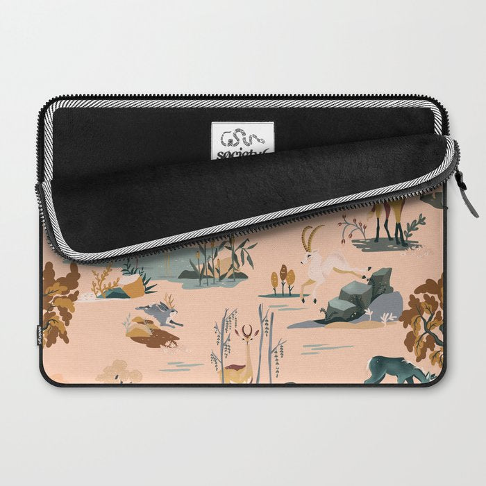 Cute Peach Wildlife Pattern Laptop Sleeve Gallery Image 2